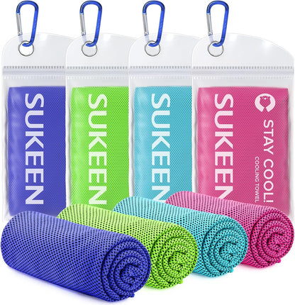 4 Pack Cooling Towels (40"x 12"), Cooling Neck Wraps, Soft Ice Towel
