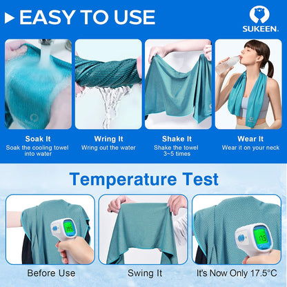 4 Pack Cooling Towels (40"x 12"), Cooling Neck Wraps, Soft Ice Towel