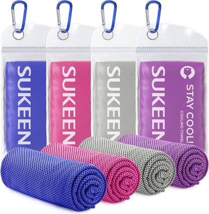 4 Pack Cooling Towels (40"x 12"), Cooling Neck Wraps, Soft Ice Towel