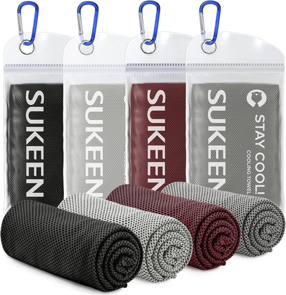 4 Pack Cooling Towels (40"x 12"), Cooling Neck Wraps, Soft Ice Towel
