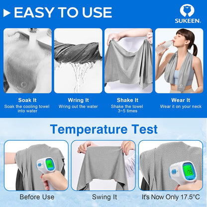 4 Pack Cooling Towels (40"x 12"), Cooling Neck Wraps, Soft Ice Towel