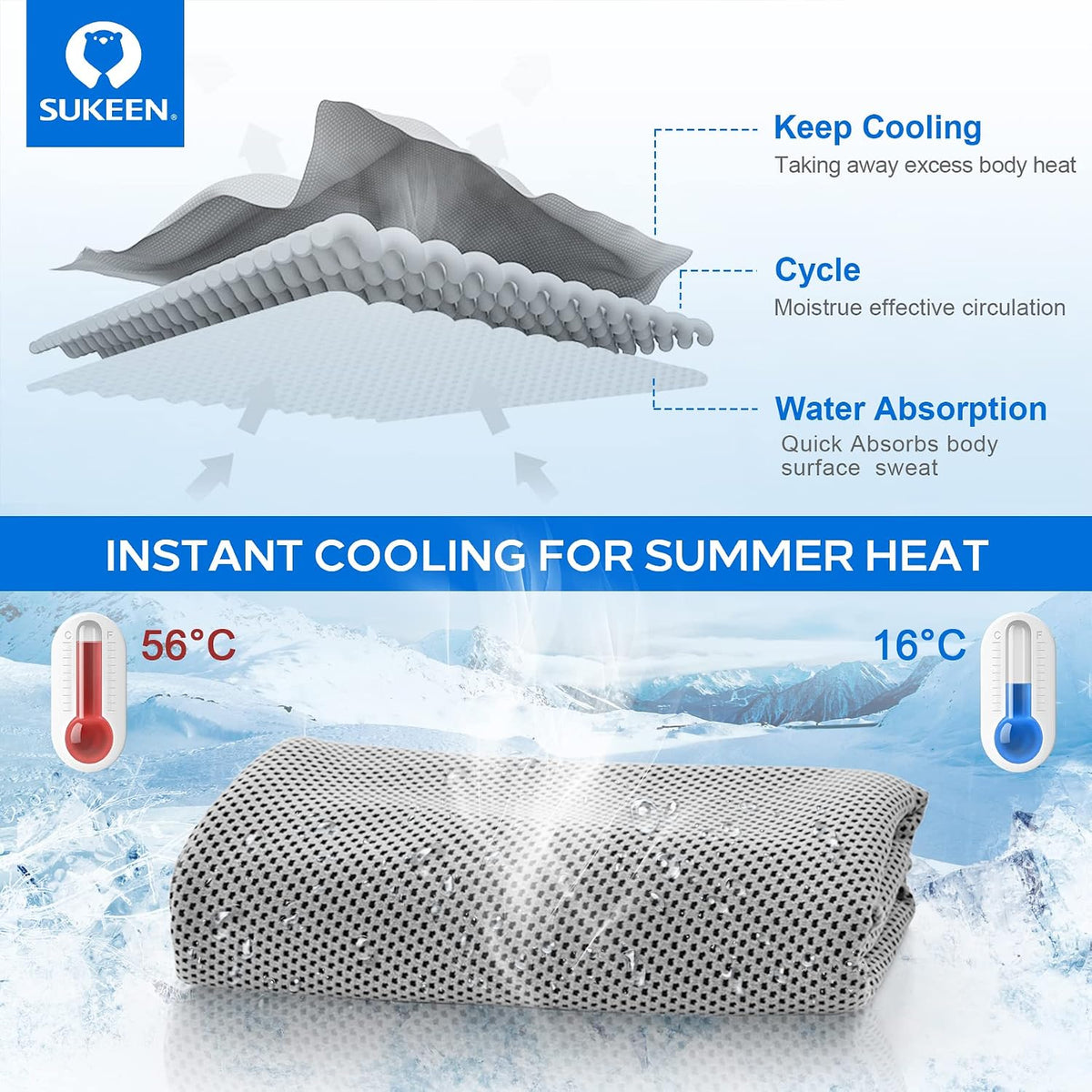 4 Pack Cooling Towels (40"x 12"), Cooling Neck Wraps, Soft Ice Towel
