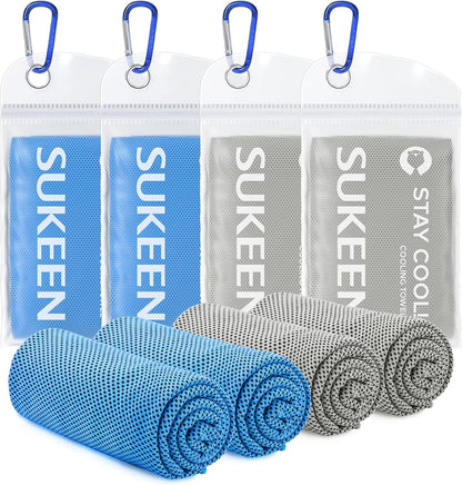 4 Pack Cooling Towels (40"x 12"), Cooling Neck Wraps, Soft Ice Towel