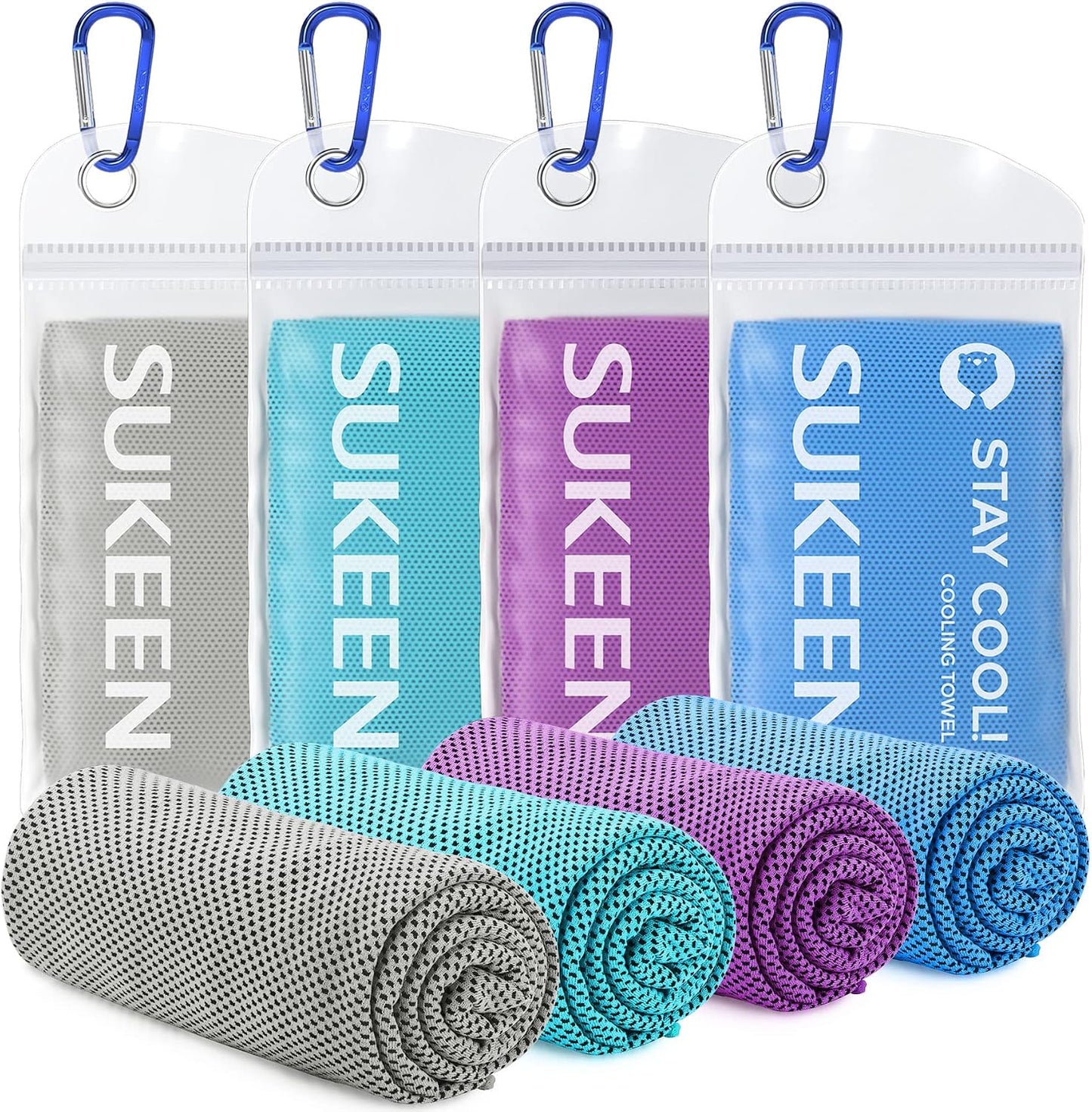 4 Pack Cooling Towels (40"x 12"), Cooling Neck Wraps, Soft Ice Towel