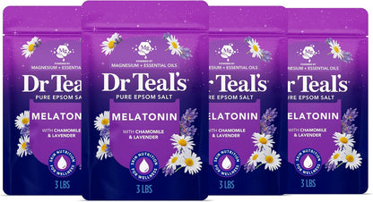 Pure Epsom Salt, Melatonin Sleep Soak with Essential Oil Blend, 3 lb (Pack of 4)