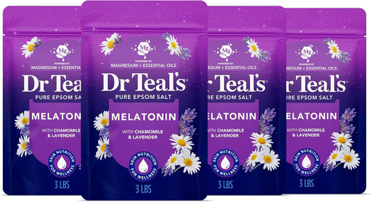 Pure Epsom Salt, Melatonin Sleep Soak with Essential Oil Blend, 3 lb (Pack of 4)