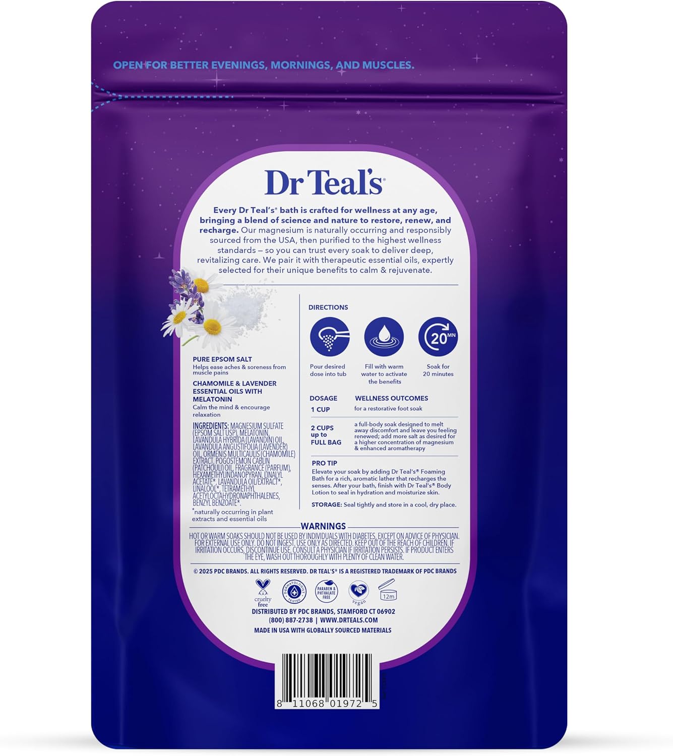 Pure Epsom Salt, Melatonin Sleep Soak with Essential Oil Blend, 3 lb (Pack of 4)