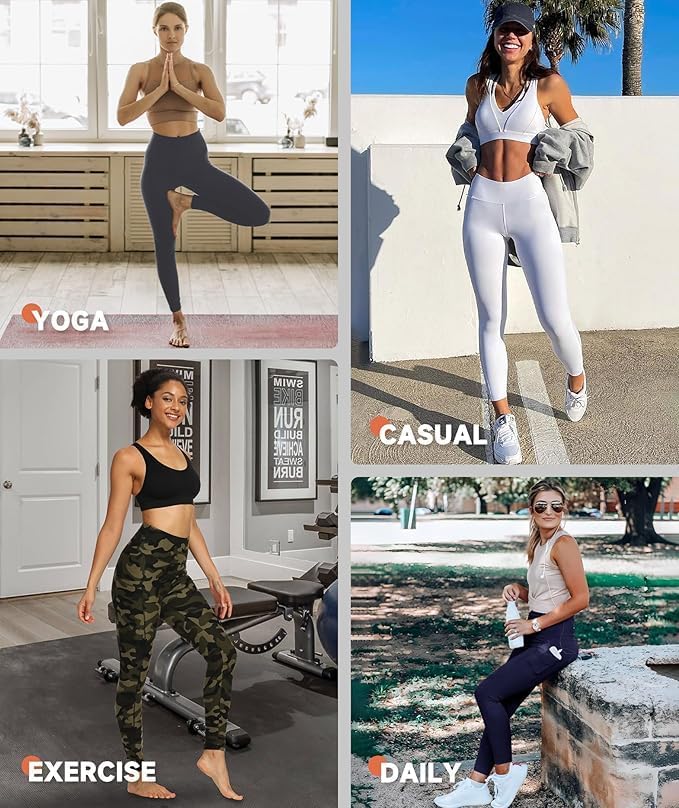High Waisted Leggings with Pockets for Women - Buttery Soft Yoga Pants for Gym Workout, Athletic Running