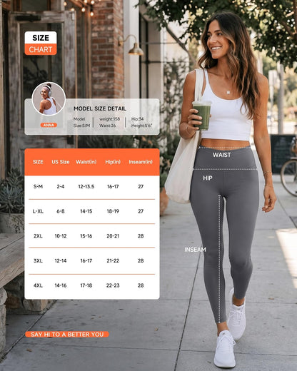 High Waisted Leggings with Pockets for Women - Buttery Soft Yoga Pants for Gym Workout, Athletic Running
