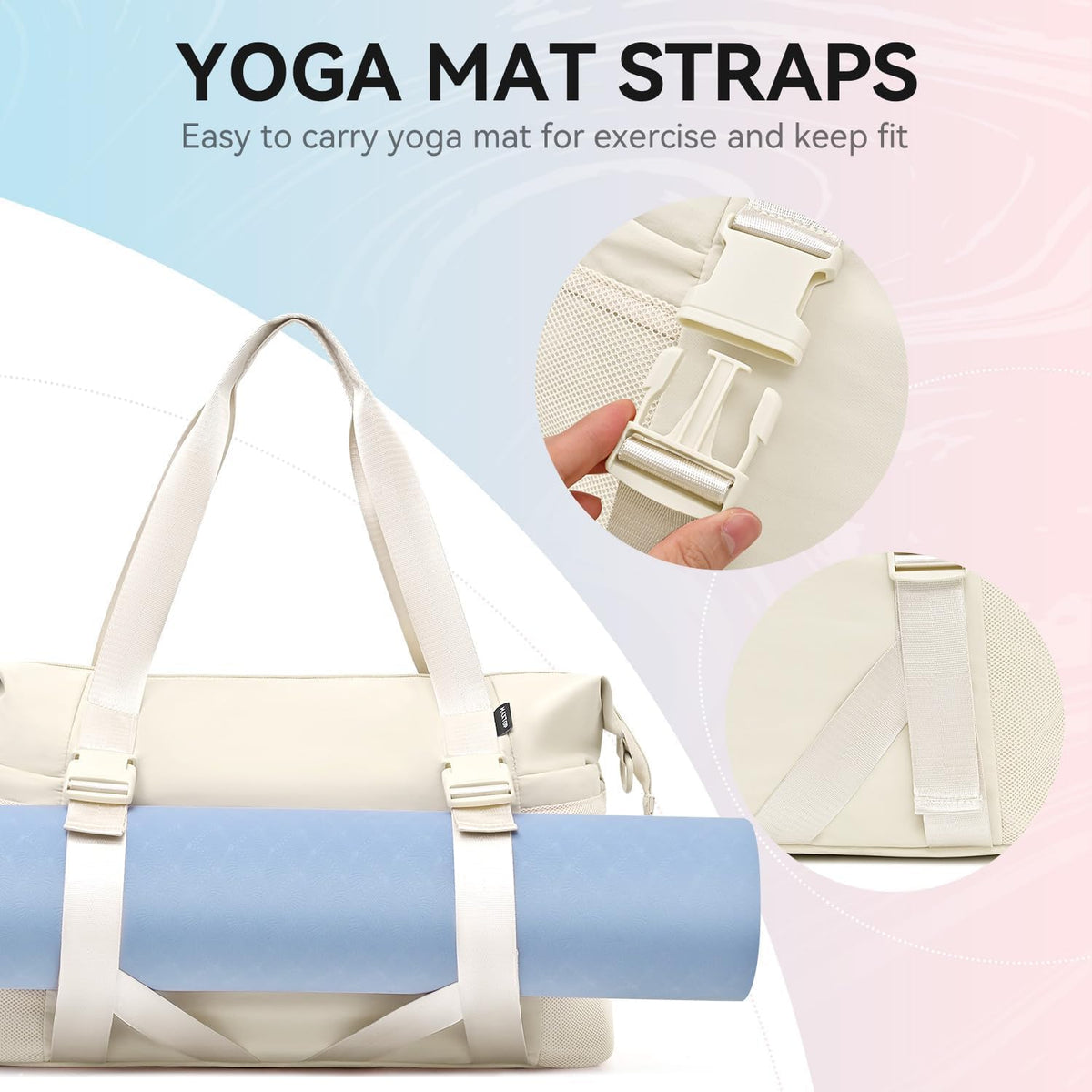 Women's Gym Yoga Duffle Bag with Shoe Pouch,Multi-Purpose Overnight Travel Bag for Gym,Work, Dance, Sports