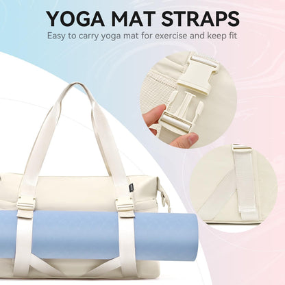 Women's Gym Yoga Duffle Bag with Shoe Pouch,Multi-Purpose Overnight Travel Bag for Gym,Work, Dance, Sports