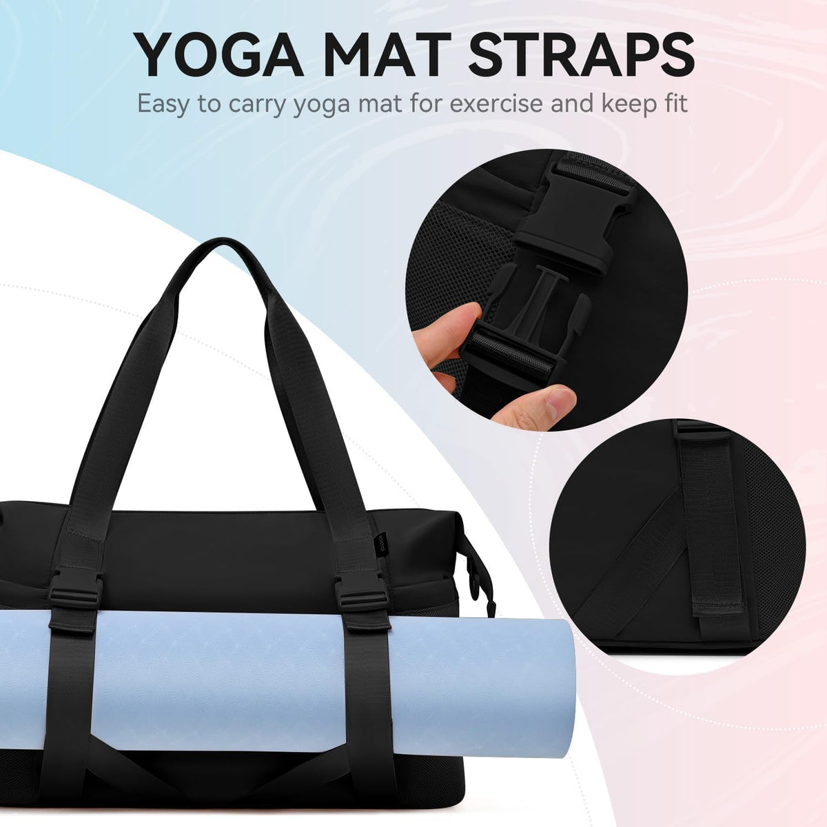 Women's Gym Yoga Duffle Bag with Shoe Pouch,Multi-Purpose Overnight Travel Bag for Gym,Work, Dance, Sports