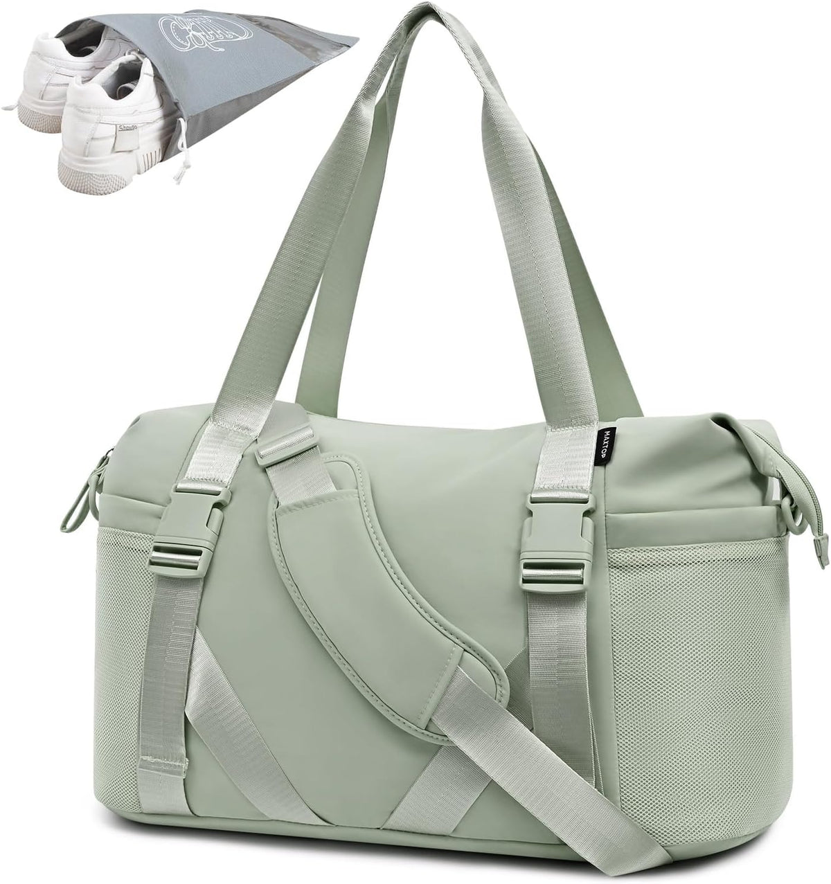 Women's Gym Yoga Duffle Bag with Shoe Pouch,Multi-Purpose Overnight Travel Bag for Gym,Work, Dance, Sports
