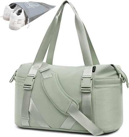 Women's Gym Yoga Duffle Bag with Shoe Pouch,Multi-Purpose Overnight Travel Bag for Gym,Work, Dance, Sports
