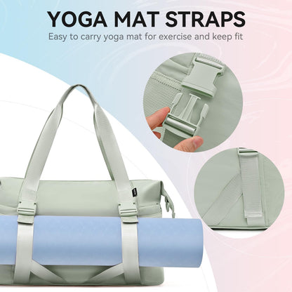 Women's Gym Yoga Duffle Bag with Shoe Pouch,Multi-Purpose Overnight Travel Bag for Gym,Work, Dance, Sports