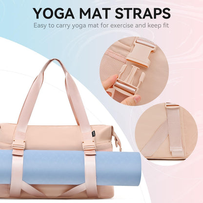 Women's Gym Yoga Duffle Bag with Shoe Pouch,Multi-Purpose Overnight Travel Bag for Gym,Work, Dance, Sports