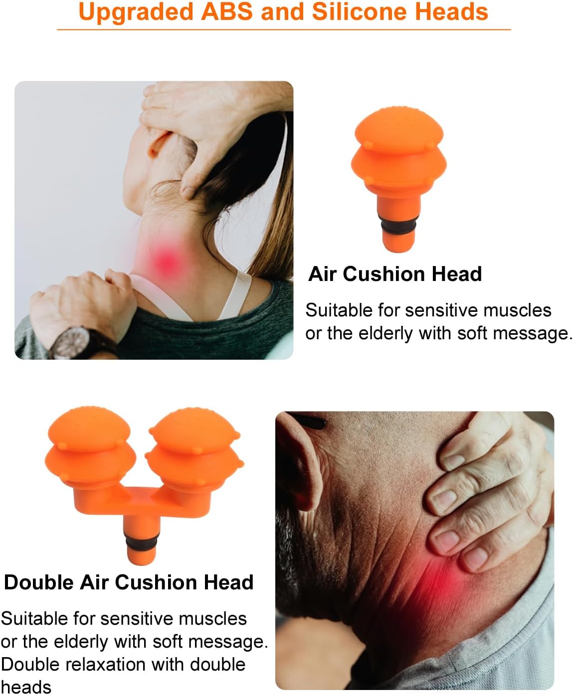 Soft Silicone Massage Gun Heads, Upgraded Fascia Gun Replacement Attachments Gas Pad Head, Plug-n-Play MassageGun Accessories Easy to Use, 18mm Outer (Dual Heads)