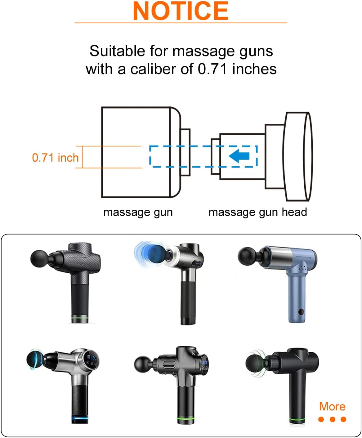 Soft Silicone Massage Gun Heads, Upgraded Fascia Gun Replacement Attachments Gas Pad Head, Plug-n-Play MassageGun Accessories Easy to Use, 18mm Outer (Dual Heads)