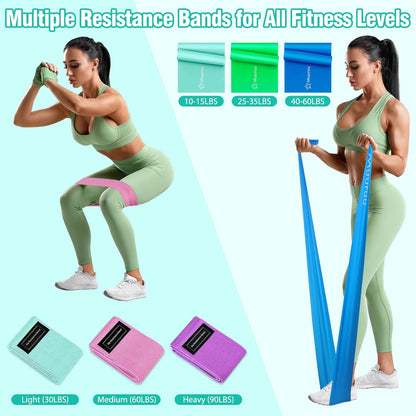 Pilates Equipment Kit for Home Workout, Pilates Ring and Ball Set for Women, 14'' Magic Circle Essentials Accessories Kit, Wrist Weights, Resistance Bands, Yoga Strap, Socks, Bag Light Green