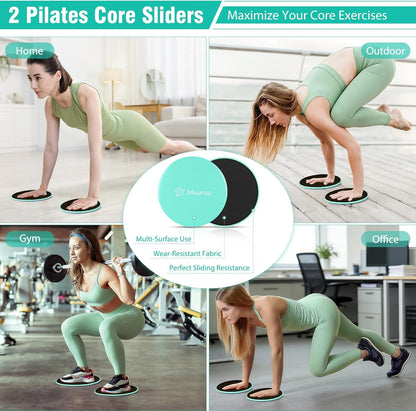 Pilates Equipment Kit for Home Workout, Pilates Ring and Ball Set for Women, 14'' Magic Circle Essentials Accessories Kit, Wrist Weights, Resistance Bands, Yoga Strap, Socks, Bag Light Green