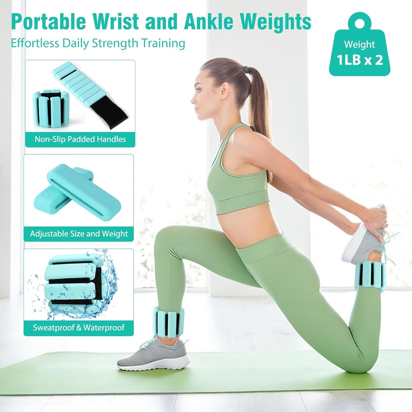 Pilates Equipment Kit for Home Workout, Pilates Ring and Ball Set for Women, 14'' Magic Circle Essentials Accessories Kit, Wrist Weights, Resistance Bands, Yoga Strap, Socks, Bag Light Green
