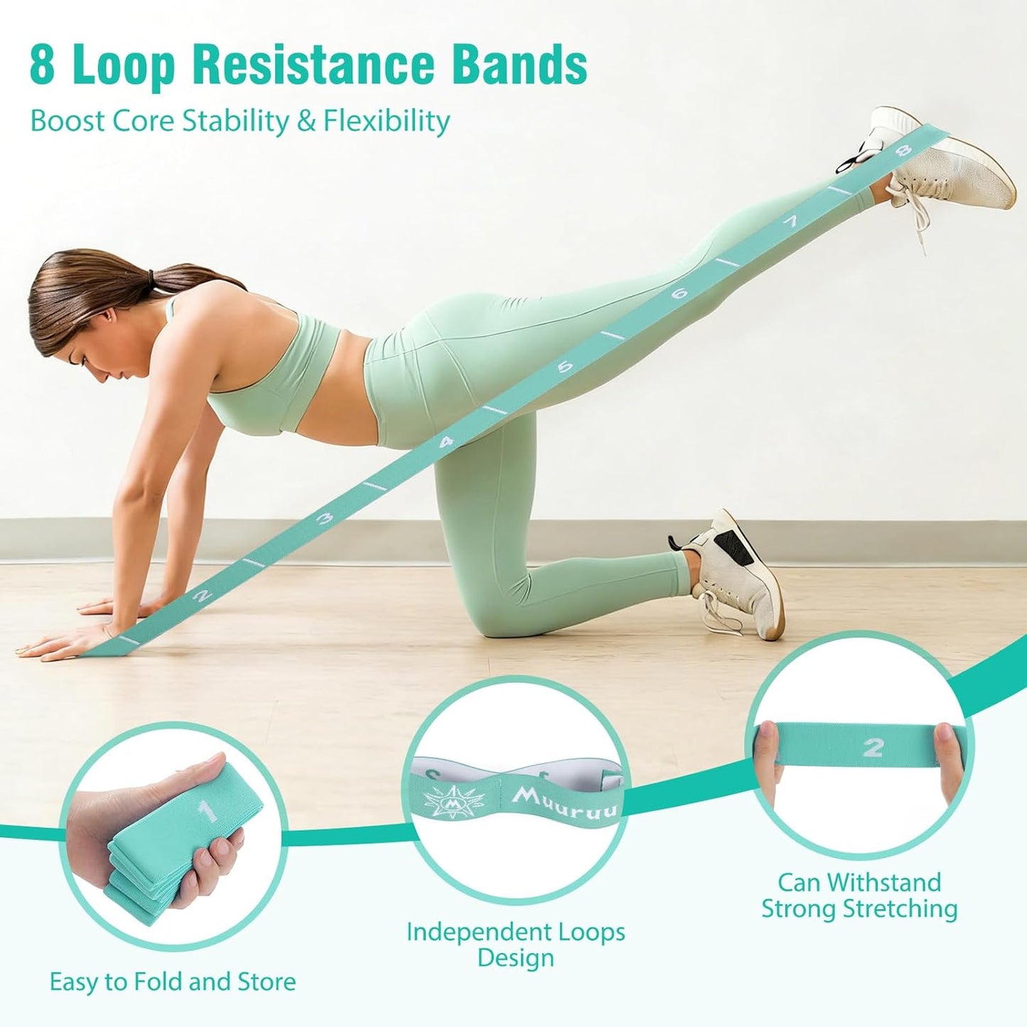 Pilates Equipment Kit for Home Workout, Pilates Ring and Ball Set for Women, 14'' Magic Circle Essentials Accessories Kit, Wrist Weights, Resistance Bands, Yoga Strap, Socks, Bag Light Green