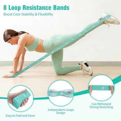 Pilates Equipment Kit for Home Workout, Pilates Ring and Ball Set for Women, 14'' Magic Circle Essentials Accessories Kit, Wrist Weights, Resistance Bands, Yoga Strap, Socks, Bag Light Green