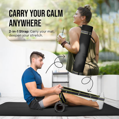 Extra Wide Yoga Mat for Men Women (72"L x 36"W) Non Slip Fitness & Exercise Mat with Alignment Marks for Yoga, Pilates, Floor Workouts