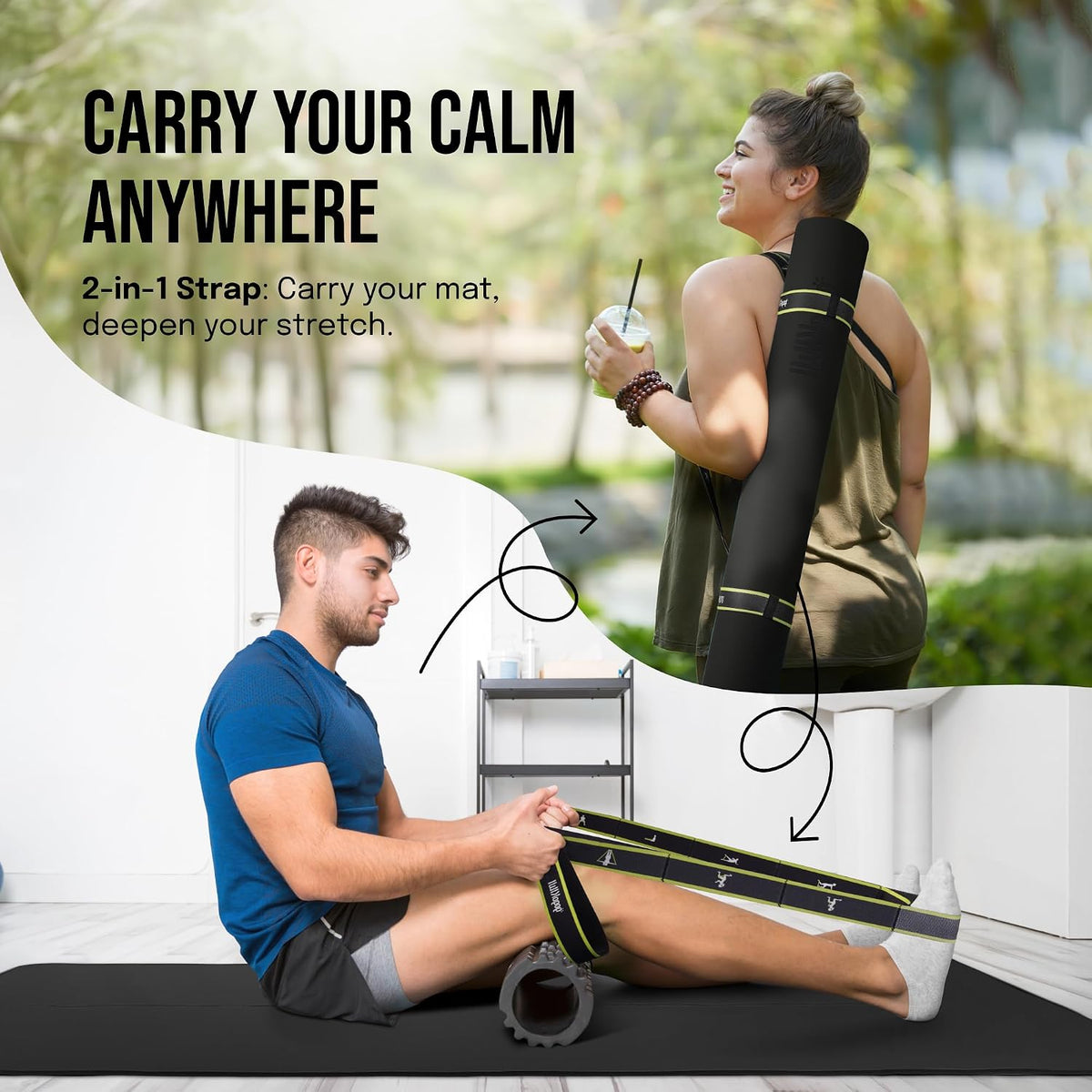 Extra Wide Yoga Mat for Men Women (72"L x 36"W) Non Slip Fitness & Exercise Mat with Alignment Marks for Yoga, Pilates, Floor Workouts