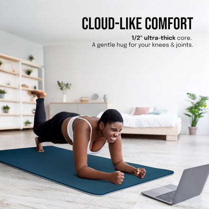 Extra Wide Yoga Mat for Men Women (72"L x 36"W) Non Slip Fitness & Exercise Mat with Alignment Marks for Yoga, Pilates, Floor Workouts