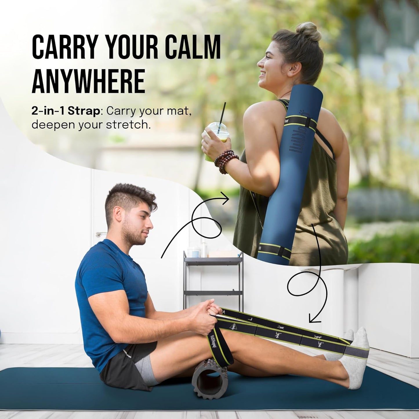 Extra Wide Yoga Mat for Men Women (72"L x 36"W) Non Slip Fitness & Exercise Mat with Alignment Marks for Yoga, Pilates, Floor Workouts