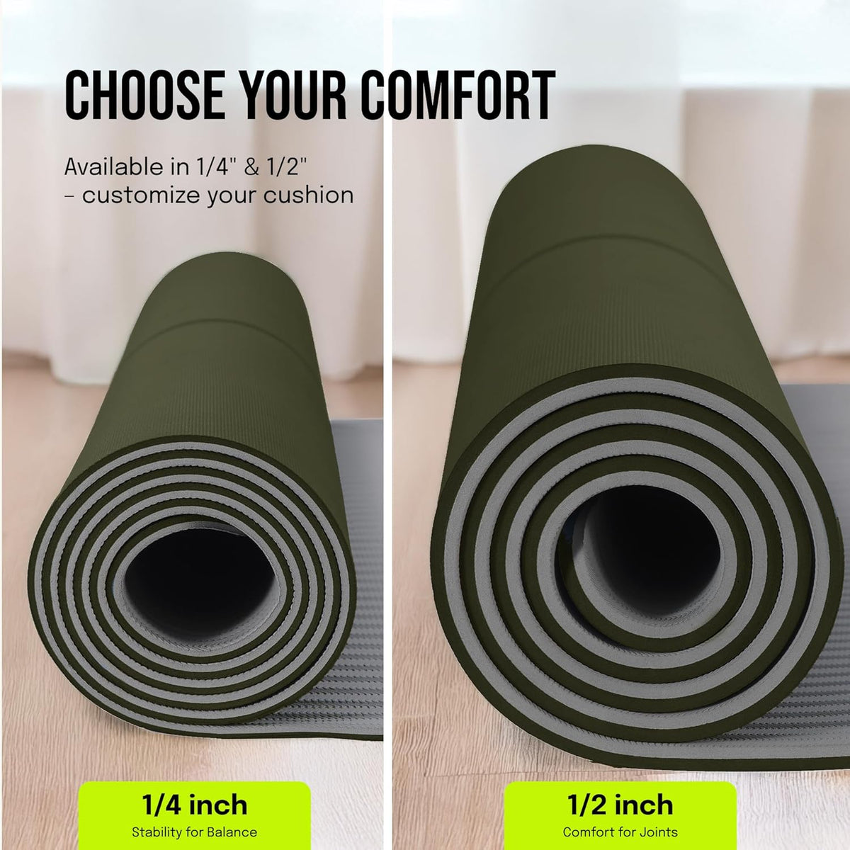 Extra Wide Yoga Mat for Men Women (72"L x 36"W) Non Slip Fitness & Exercise Mat with Alignment Marks for Yoga, Pilates, Floor Workouts