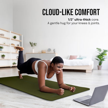 Extra Wide Yoga Mat for Men Women (72"L x 36"W) Non Slip Fitness & Exercise Mat with Alignment Marks for Yoga, Pilates, Floor Workouts
