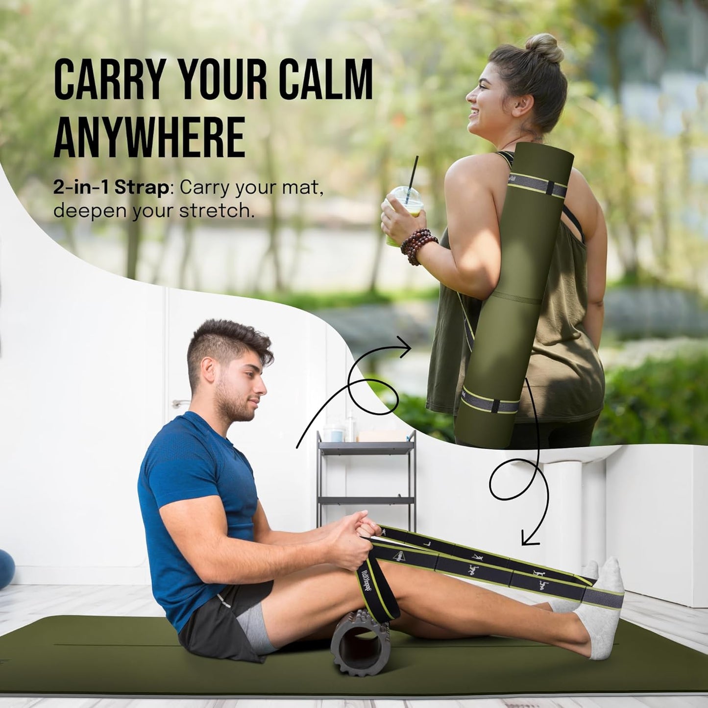 Extra Wide Yoga Mat for Men Women (72"L x 36"W) Non Slip Fitness & Exercise Mat with Alignment Marks for Yoga, Pilates, Floor Workouts