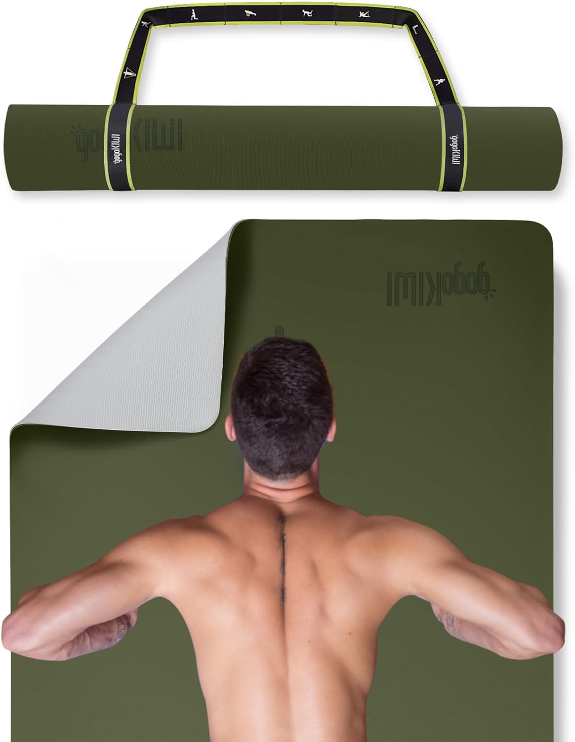 Extra Wide Yoga Mat for Men Women (72"L x 36"W) Non Slip Fitness & Exercise Mat with Alignment Marks for Yoga, Pilates, Floor Workouts