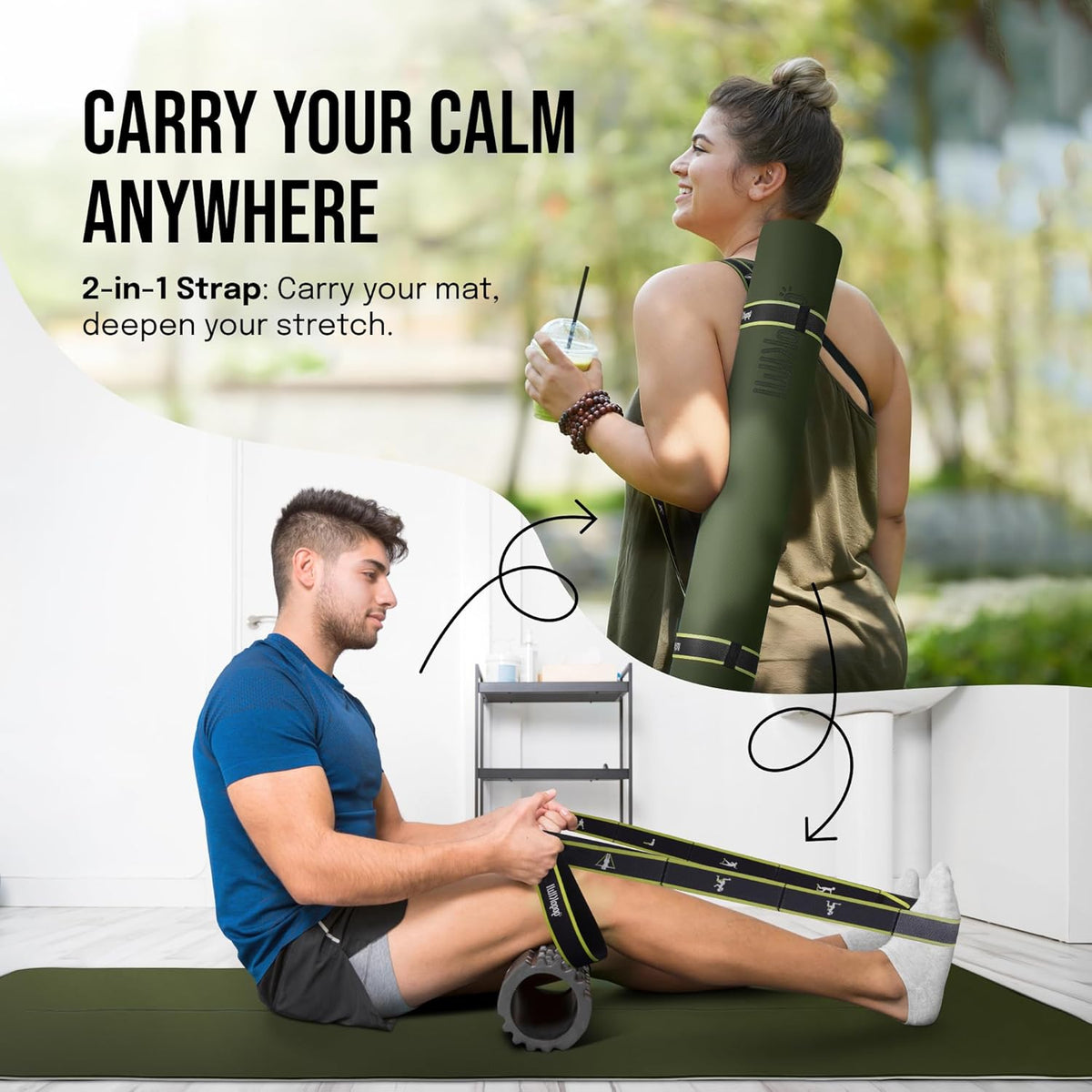 Extra Wide Yoga Mat for Men Women (72"L x 36"W) Non Slip Fitness & Exercise Mat with Alignment Marks for Yoga, Pilates, Floor Workouts