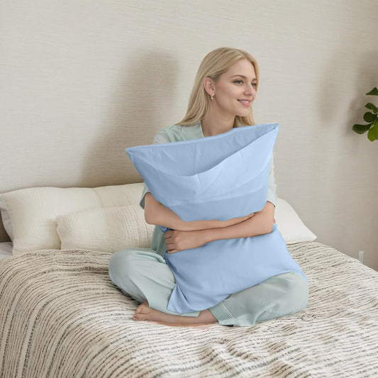 Body Cooling Pillow Cases Cover, Bamboo Rayon White Body Pillowcases with Zipper Closure, Cool and Breathable Pillow Case for Hot Sleepers and Night Sweats, 20x54 inches