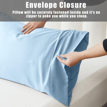 Body Cooling Pillow Cases Cover, Bamboo Rayon White Body Pillowcases with Zipper Closure, Cool and Breathable Pillow Case for Hot Sleepers and Night Sweats, 20x54 inches