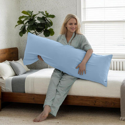 Body Cooling Pillow Cases Cover, Bamboo Rayon White Body Pillowcases with Zipper Closure, Cool and Breathable Pillow Case for Hot Sleepers and Night Sweats, 20x54 inches