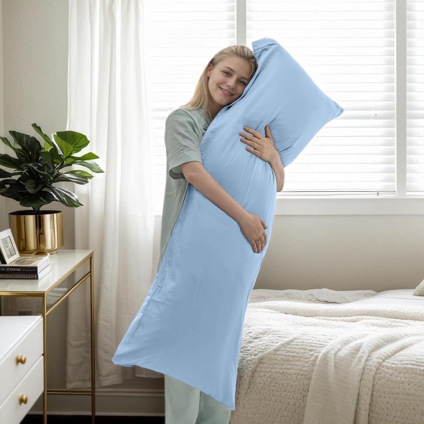 Body Cooling Pillow Cases Cover, Bamboo Rayon White Body Pillowcases with Zipper Closure, Cool and Breathable Pillow Case for Hot Sleepers and Night Sweats, 20x54 inches