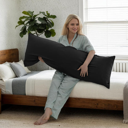 Body Cooling Pillow Cases Cover, Bamboo Rayon White Body Pillowcases with Zipper Closure, Cool and Breathable Pillow Case for Hot Sleepers and Night Sweats, 20x54 inches