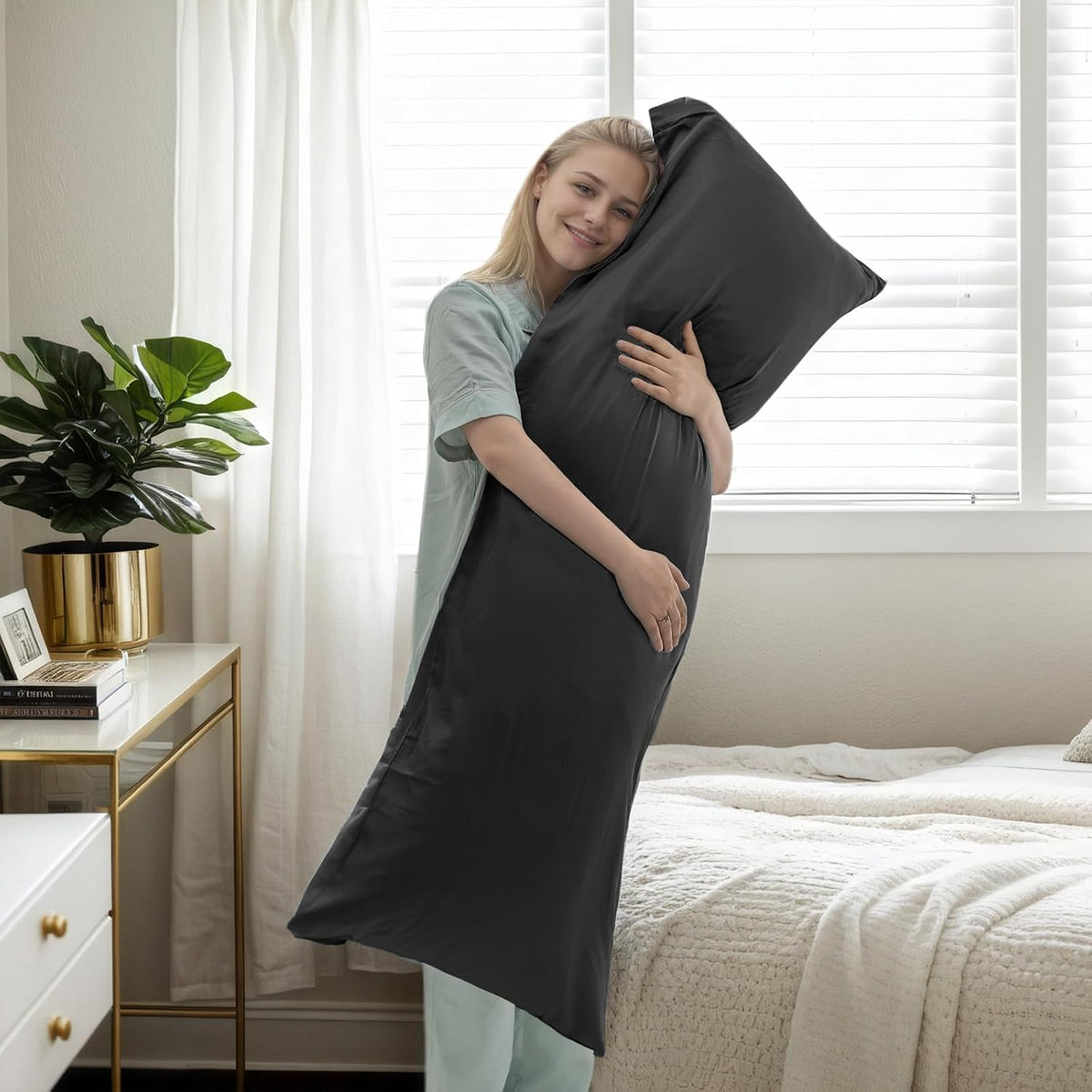 Body Cooling Pillow Cases Cover, Bamboo Rayon White Body Pillowcases with Zipper Closure, Cool and Breathable Pillow Case for Hot Sleepers and Night Sweats, 20x54 inches