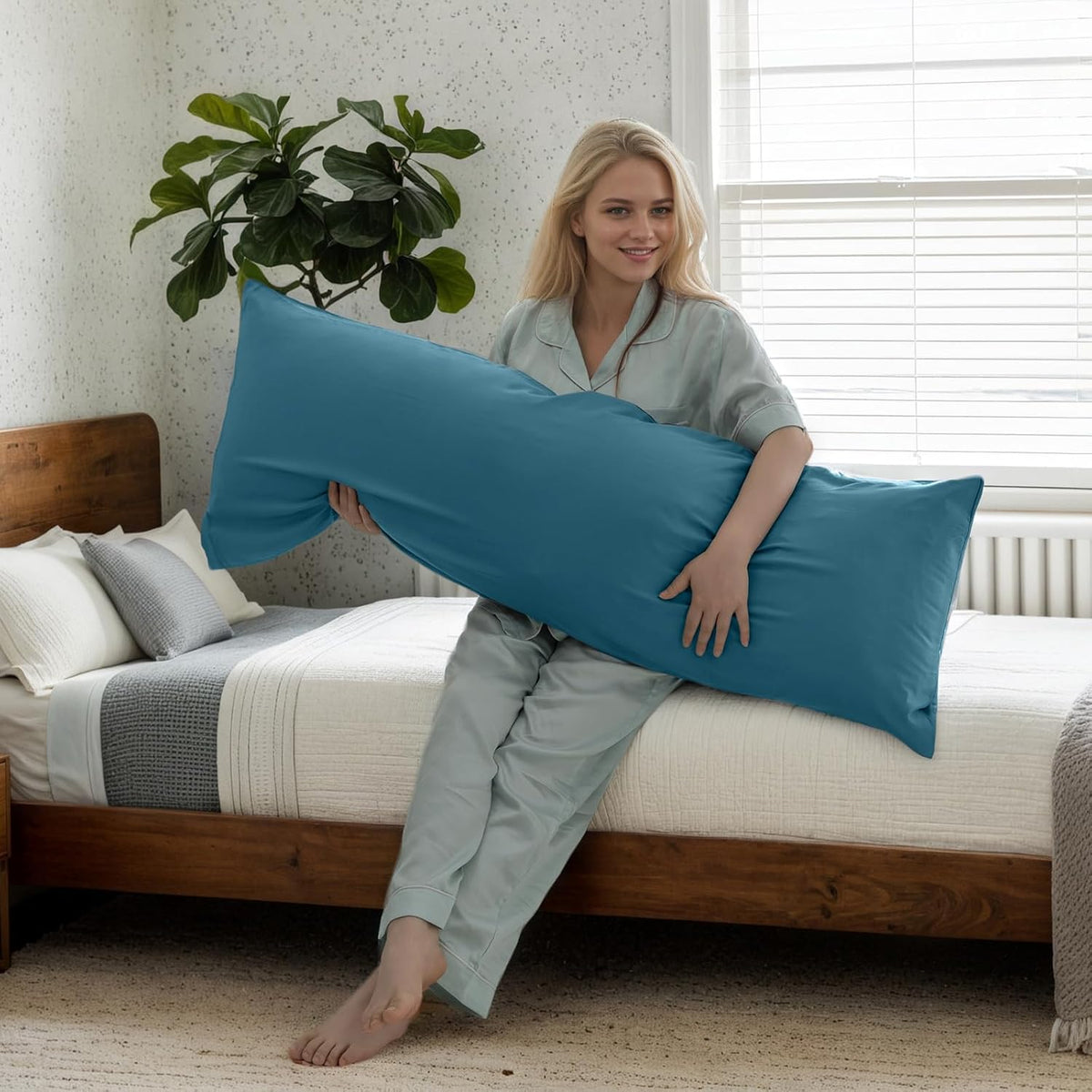 Body Cooling Pillow Cases Cover, Bamboo Rayon White Body Pillowcases with Zipper Closure, Cool and Breathable Pillow Case for Hot Sleepers and Night Sweats, 20x54 inches