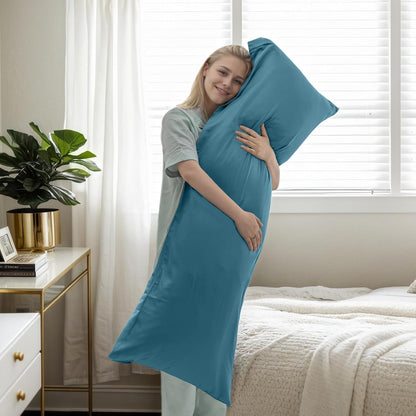 Body Cooling Pillow Cases Cover, Bamboo Rayon White Body Pillowcases with Zipper Closure, Cool and Breathable Pillow Case for Hot Sleepers and Night Sweats, 20x54 inches