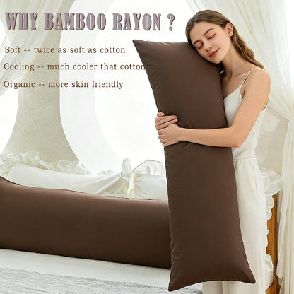 Body Cooling Pillow Cases Cover, Bamboo Rayon White Body Pillowcases with Zipper Closure, Cool and Breathable Pillow Case for Hot Sleepers and Night Sweats, 20x54 inches