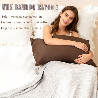 Body Cooling Pillow Cases Cover, Bamboo Rayon White Body Pillowcases with Zipper Closure, Cool and Breathable Pillow Case for Hot Sleepers and Night Sweats, 20x54 inches