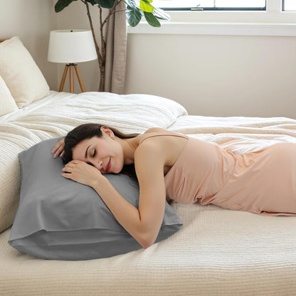 Body Cooling Pillow Cases Cover, Bamboo Rayon White Body Pillowcases with Zipper Closure, Cool and Breathable Pillow Case for Hot Sleepers and Night Sweats, 20x54 inches