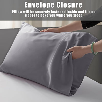 Body Cooling Pillow Cases Cover, Bamboo Rayon White Body Pillowcases with Zipper Closure, Cool and Breathable Pillow Case for Hot Sleepers and Night Sweats, 20x54 inches