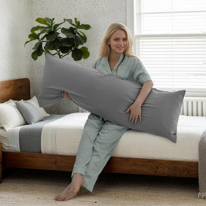 Body Cooling Pillow Cases Cover, Bamboo Rayon White Body Pillowcases with Zipper Closure, Cool and Breathable Pillow Case for Hot Sleepers and Night Sweats, 20x54 inches