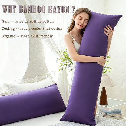 Body Cooling Pillow Cases Cover, Bamboo Rayon White Body Pillowcases with Zipper Closure, Cool and Breathable Pillow Case for Hot Sleepers and Night Sweats, 20x54 inches